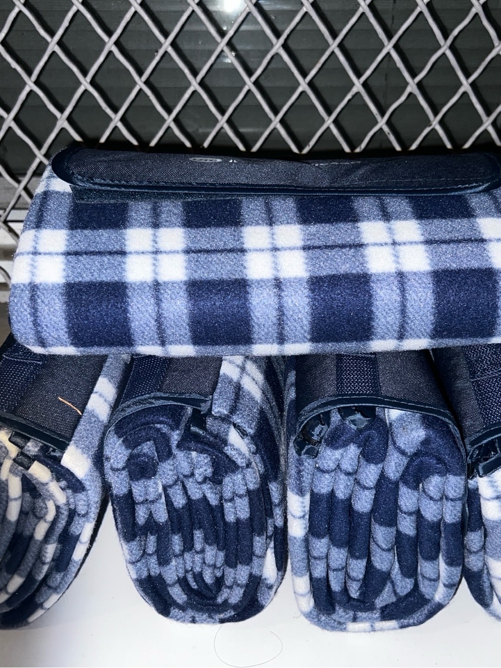 Navy Plaid Foldable Men's Travel Blanket Bag